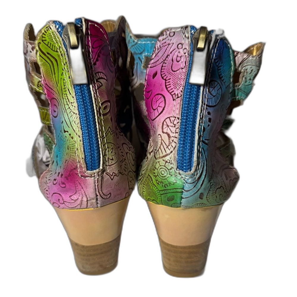 Colorful Women's Cutout Heeled Sandals - Picture 8 of 9